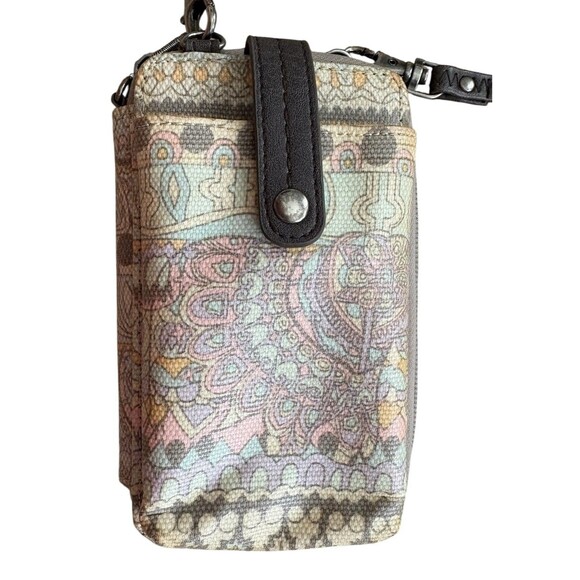Sakroots Artist Circle Zippered Wallet Crossbody Bag Pastel Coated Canvas - Picture 2 of 10